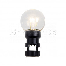 Лампа шар 6 LED вместе с патроном для белт-лайта, цвет: Тёплый белый, 45мм, прозрачная колба